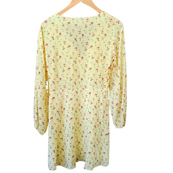& Other Stories Floral Print Silk Mini Dress SIze 10 Yellow - Picture 9 of 14